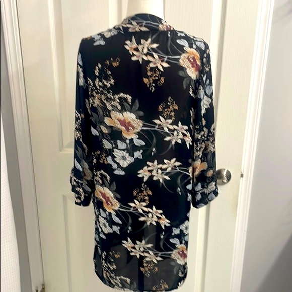 Tahari Floral Black Kimono Swim Coverup Bohemian Floral Duster Size SM - Picture 8 of 12